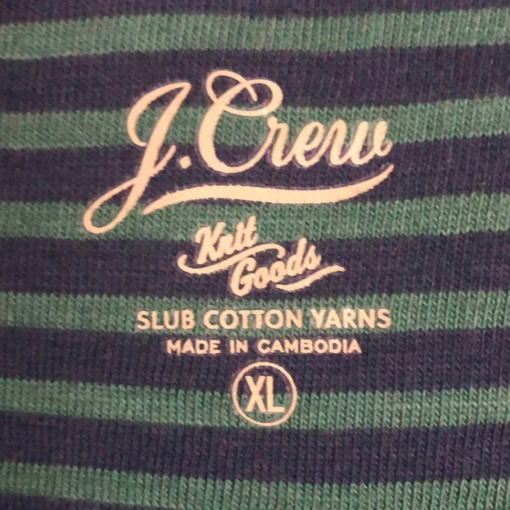NWOT J. Crew Green & Blue Striped Slub Cotton Harbor Shirt